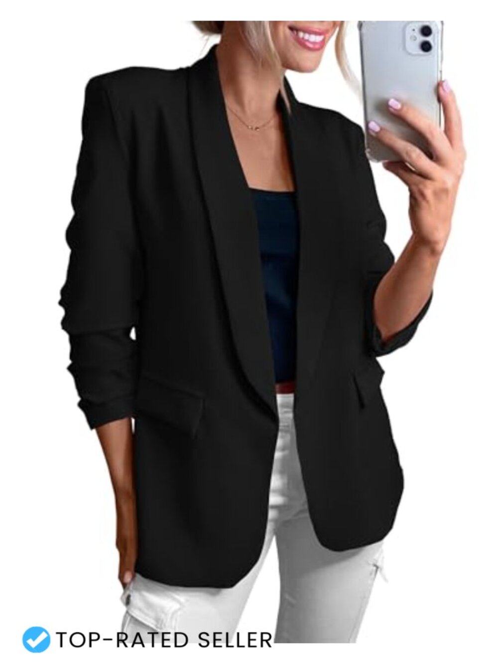 Womens Lightweight Blazer Shawl Collar Open Front Business Casual Lined